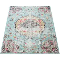Paco Home In & Outdoor Tapis Modern Orient Print Tapis de terrasse Turquoise Taille 60x100 cm