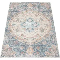 Paco Home Tapis d'intérieur et d'extérieur pour balcon ou terrasse, à poils courts, motif oriental bleu, dimensions 80 x 150 cm