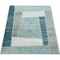 Paco Home Tapis de terrasse intérieur et extérieur Motif géométrique Pastel Turquoise Gris Crème Dimensions 60 x 100 cm