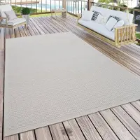 Paco Home Tapis d'extérieur résistant aux intempéries Jardin & terrasse tissé à plat Uni aspect sisal robuste Taille 60x100 cm
