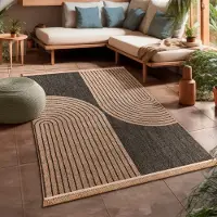 Paco Home Tapis d'extérieur résistant aux intempéries & durable Moderne aspect jute-sisal Terrasse & balcon Dimension 120x160 cm
