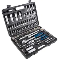 Scheppach TB94 Coffret à outils | 94 pces Jeu de clés à douilles Coffret de cliquets Coffret de noix Bitset Boîte à outils