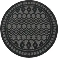 Paco Home Tapis d'extérieur résistant aux intempéries Boho & Skandi aspect 3D pour terrasse, balcon et jardin Dimensions 120 cm rond