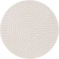 Paco Home Tapis d'extérieur résistant aux intempéries Boho & Skandi aspect 3D pour terrasse, balcon et jardin Dimensions 120 cm rond