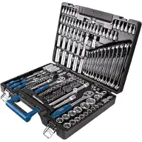 Scheppach TB217 Coffret à outils | Set d'outils 217 pces | Caisse à outils | Douilles, embouts, cliquets, clés à fourche et courantes, jeu de douilles