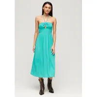 Superdry Cut Out Sleeveless Midi Dress Vert 2XS Femme