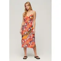 Superdry Printed Slip Sleeveless Long Dress Orange XL Femme