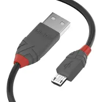 Lindy 36734 câble USB USB 2.0 3 m USB A Micro-USB B Noir, Gris