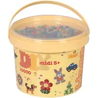 Hama Perles à repasser Midi transparentes dans un seau, 10.000 pièces.