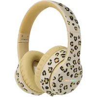 IMoshion Special Edition - Casque d'écoute sans fil pour enfants avec éclairage LED imprimé panthère - Limiteur de décibels - Avec câble AUX - Léopard