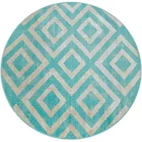 Paco Home Tapis d'extérieur moderne Motif losanges Look vintage Tissage plat Résistant aux intempéries Taille Ø 160 cm Rond