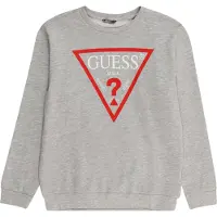 GUESS Sweat gris chiné / rouge / blanc