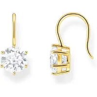 Thomas Sabo Boucles d'oreilles avec un grand zircon blanc doré, (Argent sterling 925, Or jaune 750 plaqué or)