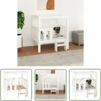 The Living Store Lit pour chien blanc 65,5x43x70 cm pin massif