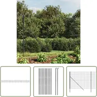 The Living Store Clôture grillagée Anthracite 1,6x25 m Acier galvanisé