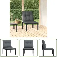 The Living Store Chaise de jardin avec coussin Noir et gris Poly rotin