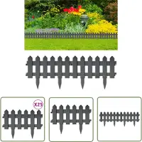 The Living Store Bordure de pelouse, 25 pièces, anthracite, 10 m, PP
