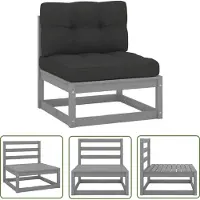 The Living Store Canapé central de jardin avec coussin Anthracite Gris Pin massif