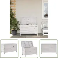 The Living Store Coffre de jardin blanc 99x49,5x58,5 cm Sapin massif