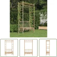 The Living Store Banc de jardin avec pergola 116 cm bambou