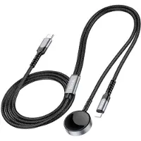 Hoco EOL Chargeur inductif 2 en 1 de type C adapté à l'Apple Watch + Lightning PD QC 3A Câble de charge CW54 1.2m noir