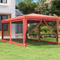 The Living Store Tente de réception avec 6 parois latérales en maille rouge 3x6 m HDPE