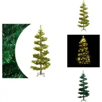 vidaXL Sapin de Noël en spirale avec éclairage et support Vert 150 cm - Sapins de Noël