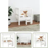 The Living Store Lit pour chien Blanc 55,5x53,5x60 cm Pin massif