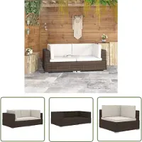 The Living Store Canapés d'angle 2 pcs. avec coussins Poly Rotin Marron