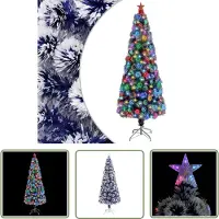 The Living Store Arbre de Noël artificiel avec LED blanc & bleu 210 cm fibre de verre