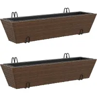 vidaXL Jardinières avec crochets 2 pcs marron résine tressée