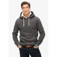 Superdry pour homme. M2013698A Sweat graphique à capuche avec logo embossé gris foncé (XL), Casuel, Coton, Durable