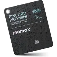 Momax PinCard Pro Mini Rechargeable Find My Tracker (Apple Find My), Traceur, Noir