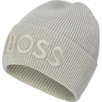 BOSS Bonnet en maille de laine mélangée avec logo brodé