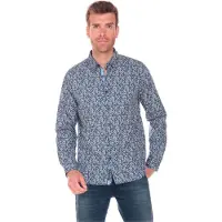 Le Temps des Cerises Chemise 'Fusar' bleu foncé / rose / blanc cassé