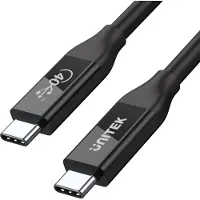 UNITEK C14100BK-0.8M - Câble USB 4 ( USB-IF) de 100 W PD de charge rapide avec 8K @ 60Hz et 40 Gbps/Matériau TPE / 30 AWG Câble de cuivre étamé noir