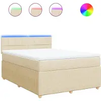 vidaXL Lit boxspring avec matelas Crème 160x200 cm Tissu
