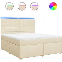 vidaXL Lit boxspring avec matelas Crème 180x200 cm Tissu