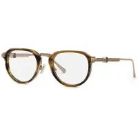 Philipp Plein Lunettes de vue - - PLEIN ROCK SUPERHERO VPP116M - Titane - Rond - Gold Shiny Light Havana