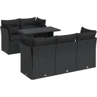 vidaXL Ensemble de salon de jardin 6 pièces avec coussins noir poly rotin