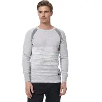 O46rn Pull homme à col rond en maille fine, style sportif, référence 13417, gris