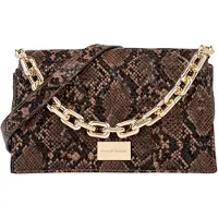 IDEAL OF SWEDEN , sac à main modèle Leia avec motif de serpent et chaîne d'épaule amovible, marron