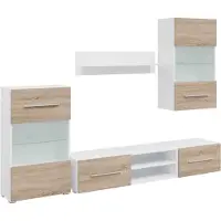 vidaXL Meuble-paroi 5 pièces avec éclairage LED Chêne Sonoma Matériau dérivé du bois
