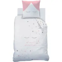 Matt & Rose Parure De Lit Imprimée En Coton Blanc, Rose 140x200+63x63cm