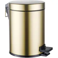FortiFura Calvi poubelle à pédale - 5 litres - ronde - laiton brossé (doré) SW1111579