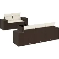vidaXL Ensemble de salon de jardin 6 pièces avec coussins Marron Poly Rattan