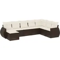 vidaXL Ensemble de jardin canapé 8 pièces avec coussins Marron Poly rotin