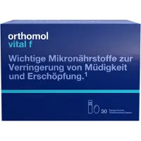 Orthomol VET Vital f - micronutriments pour femmes - en cas de fatigue et d'épuisement - avec vitamines B, acides gras oméga-3 et magnésium - ampoules buvables/capsules, 30 portions journalières