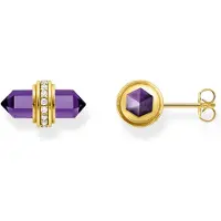 Thomas Sabo Boucles d'oreilles avec cristal Onyx violet doré, (Argent sterling 925, Or jaune 750 plaqué or)
