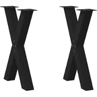 vidaXL Pieds de table de salle à manger en X 2 pcs. noir 60x(72-73) cm acier